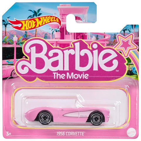 Mattel Hot Wheels Barbie The Movie Barbie 1956 Corvette Car Collectors Item with Movie Themed Packaging for Kids and Adults, Die-Cast Pink