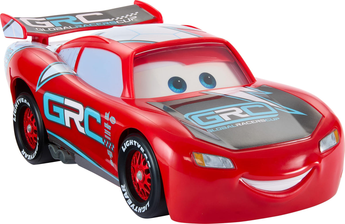 Mattel Disney and Pixar Cars Lightning McQueen Toy Vehicle & Accessories, Global Racers Cup Drift & Race Car with 4 Cones & 2 Modes of Play