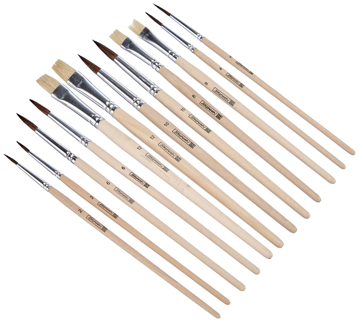 Brunnen 1048929 Set of school brushes (12 pieces, natural hair)