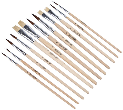 Brunnen 1048929 Set of school brushes (12 pieces, natural hair)