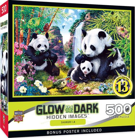 Masterpieces 500 Piece Glow in The Dark Jigsaw Puzzle for Adults, Family, Or youth- Shangri La - 15"x21"