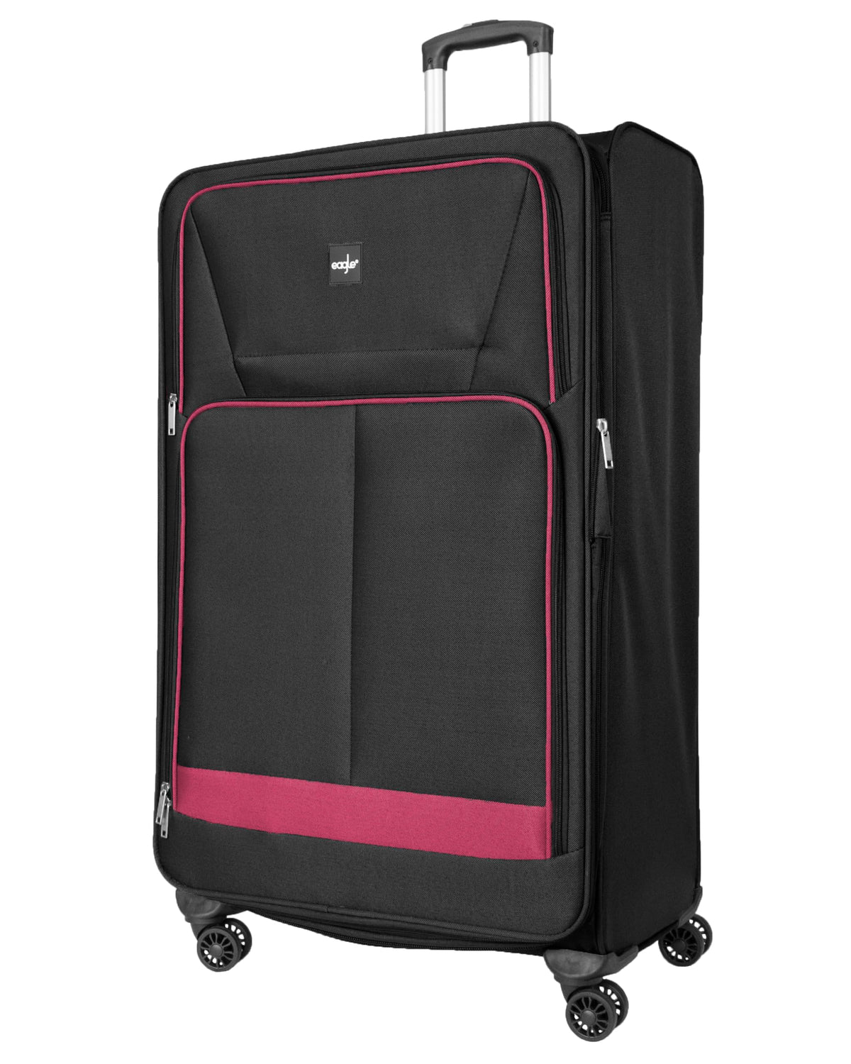 Soft Shell Lightweight Suitcase Luggage with 4 Wheels and Combination Lock (Black, 32")