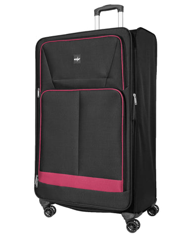 Soft Shell Lightweight Suitcase Luggage with 4 Wheels and Combination Lock (Black, 32")