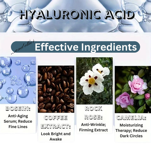 Generic Eye Masks for Dark Circles and Puffiness - Under Eye Gel Patches - Hydrogel Cooling Effect to Calm Fatigue - Anti-Wrinkle Eye Masks w/Hyaluronic Acid, Rock Rose Serum & Caffeine [5-Pack]