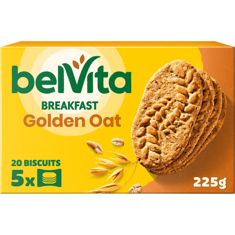 belVita Breakfast Biscuits Golden Oat, Wholegrain and High in Fibre, 10 x 225g