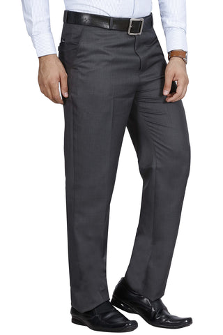 McHenry Men's Solid Formal Regular Fit PolyViscose Grey Trousers(Grey4004-40_Grey_Size:40)