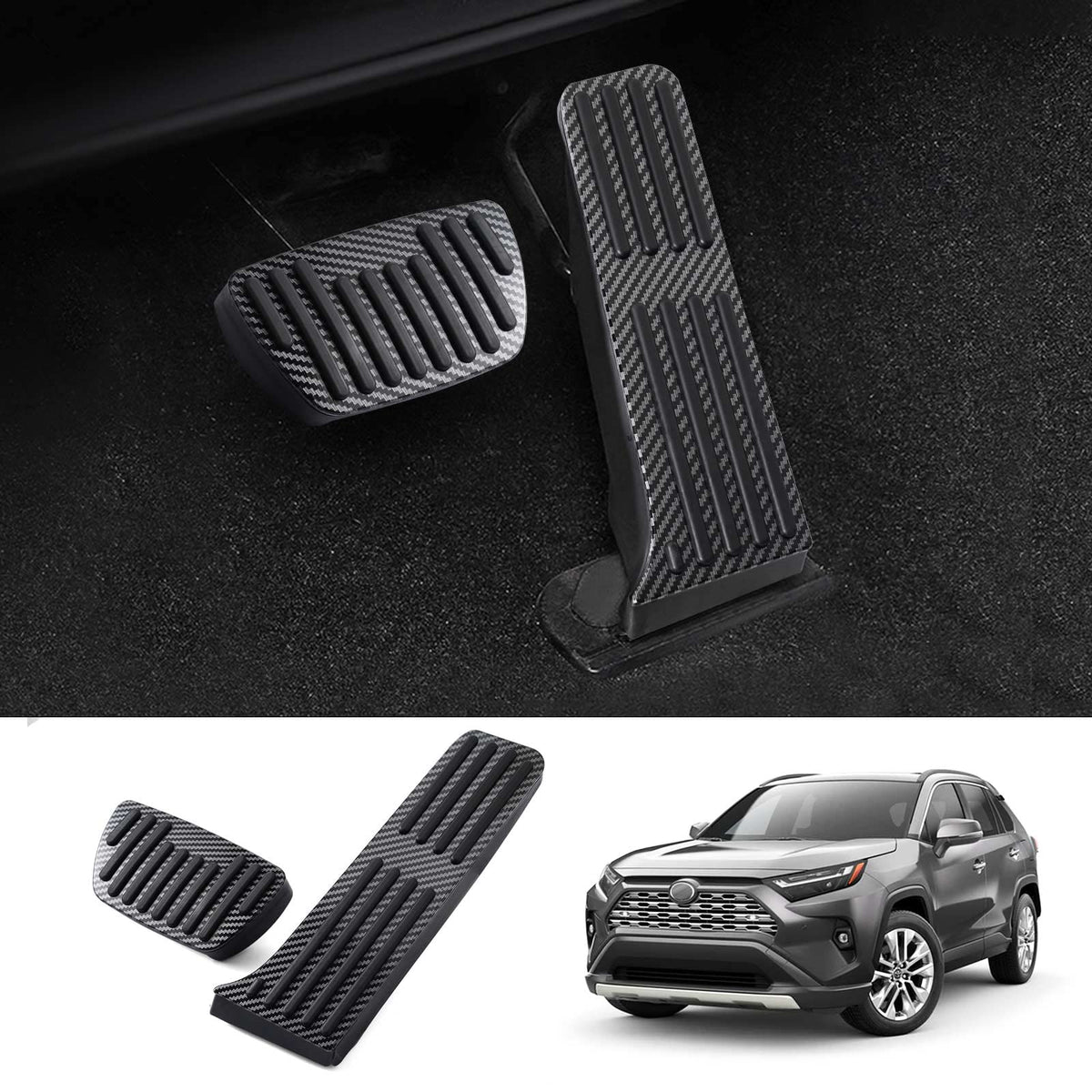 Autorder Custom Fit for Pedal Cover Toyota Camry 2018-2024/RAV4 2019-2025/Highlander 2020-2025/Avalon 2019-2022/Sienna/Venza 2021-2023/Lexus ES 2019-2023 Accessories Gas Pedal Brake Pedal Pads