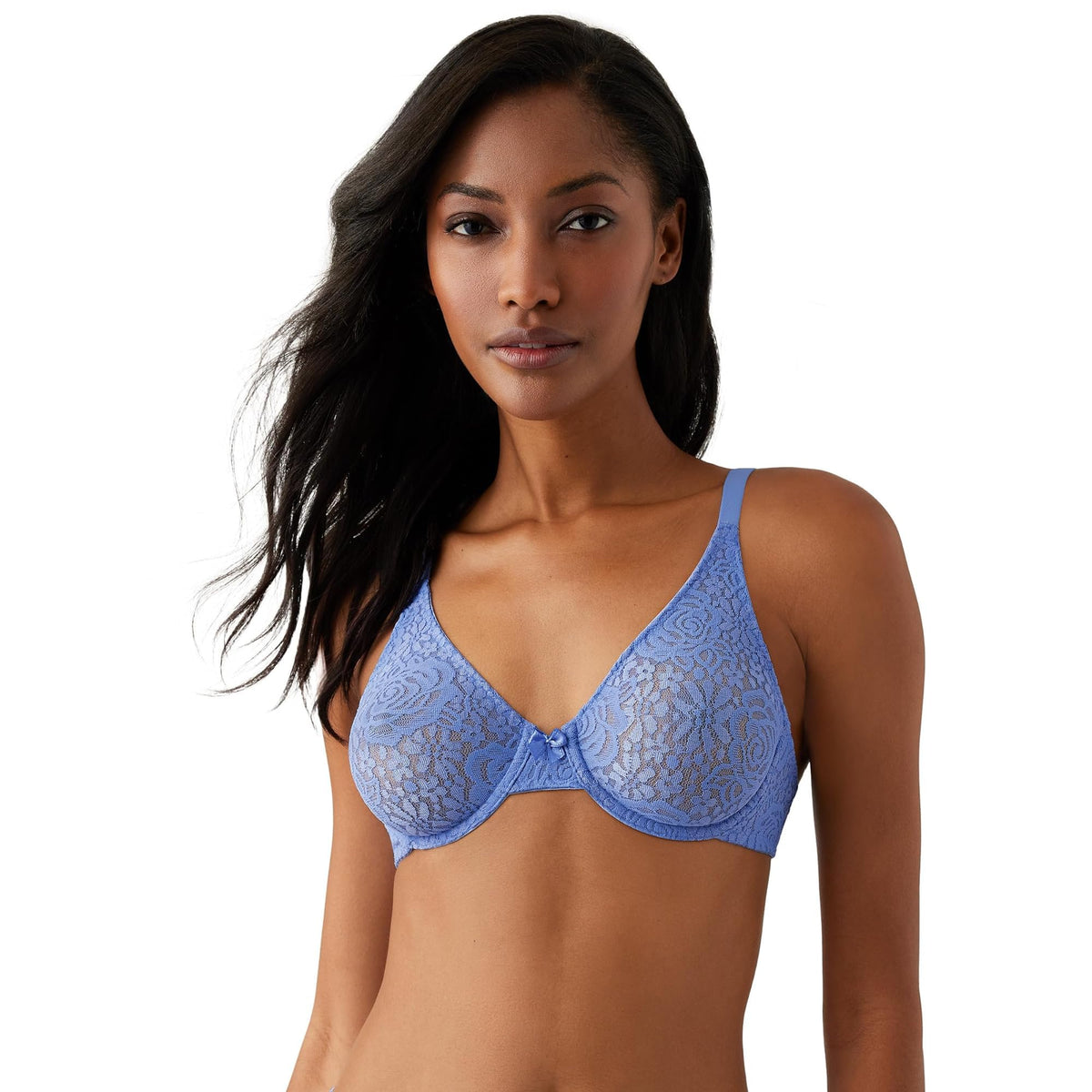 Wacoal Women's Halo Lace Unlined Convertible Underwire Bra, Blue Hydrangea, 36D
