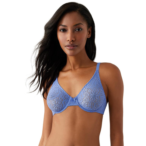 Wacoal Women's Halo Lace Unlined Convertible Underwire Bra, Blue Hydrangea, 36D