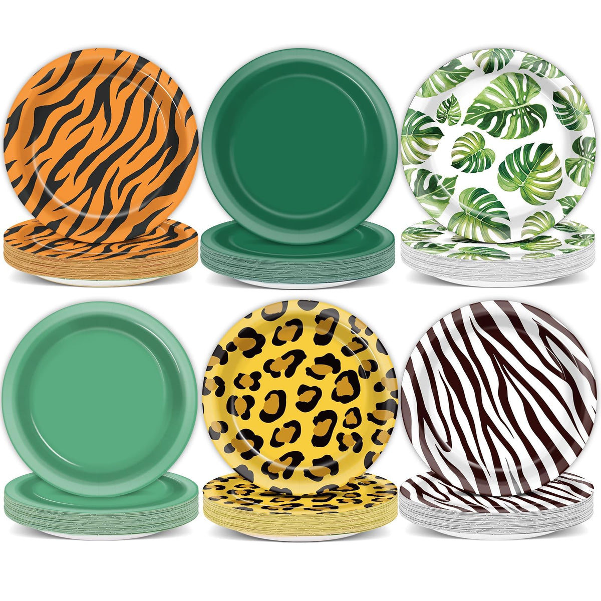 60Pcs Jungle Safari Party Paper Plates for Wild Animal Party Decorations 7In Zoo Animal Dessert Plates Disposable Tableware Dinnerware Set for Baby Shower Birthday Safari Themed Party Supplies