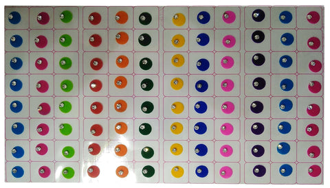 Stylesindia Desiners Multicolour Velvet Kumkum Sticker Bindi | Bindi Tattoos for Women and Girls | DIY Tattooing - 1 Sheet 96 Bindi Spots (Stone-5MM)
