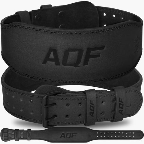 AQF Weight Lifting Belt for Men Gym Fitness, 4" Padded Lumbar Back Support, 7mm Thick Leather Training Belt with 11 Adjustable Holes, Ideal for Powerlifting, Bodybuilding
