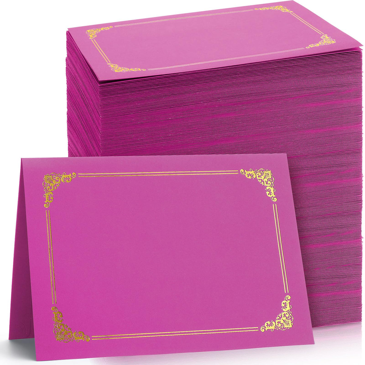 120 Packs Certificate Holders, Diploma Holders, Certificate Cover Holders for 8.5x11 Letter Size Paper Card Stock Award Certificates Covers, Document Covers with Gold Foil Border (Rose Red)