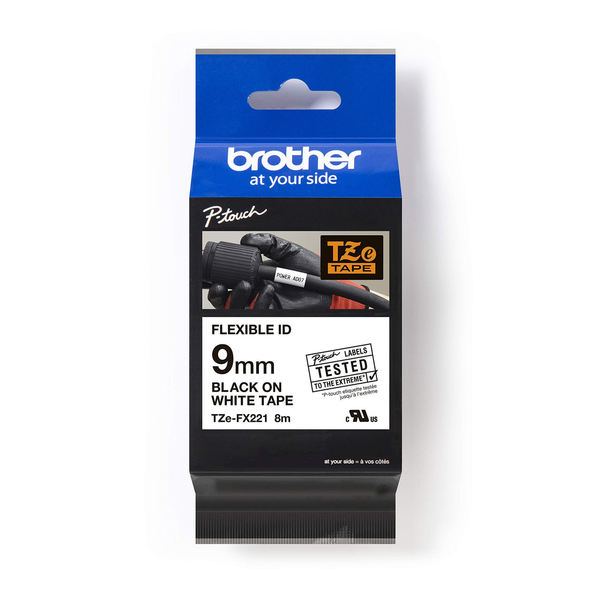 Brother TZe-FX221 - Black on white - Roll (0.9 cm x 8 m) 1 cassette(s) flexible tape - for Brother PT-D600, H200, P-Touch PT-E550, P-Touch Cube Plus PT-P710, P-Touch Pro PT-H111