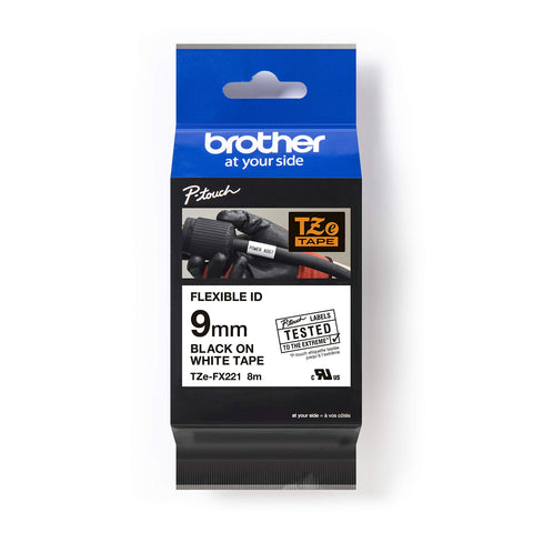 Brother TZe-FX221 - Black on white - Roll (0.9 cm x 8 m) 1 cassette(s) flexible tape - for Brother PT-D600, H200, P-Touch PT-E550, P-Touch Cube Plus PT-P710, P-Touch Pro PT-H111