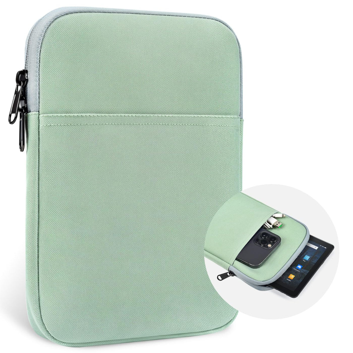 6-7 Inch Tablet Ereader Sleeve Case for Amazon Fire 7/Kindle Paperwhite 6-6.8"/Kindle Paperwhite Signature/Kindle Paperwhite Kids/Kindle 11th 2022/Kindle Kids,Kobo Clara 2E eReader Carrying Bag(Green)