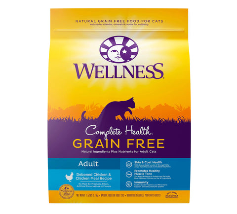 Wellness Natural Pet Food Complete Health Natural Grain Free Deboned Chicken & Chicken Meal Dry Cat Food, 11.5 Pound Bag