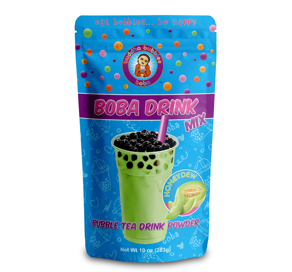 HONEYDEW MELON Boba/Bubble Tea Drink Mix By Buddha Bubbles Boba 10 Ounces (283 Grams)