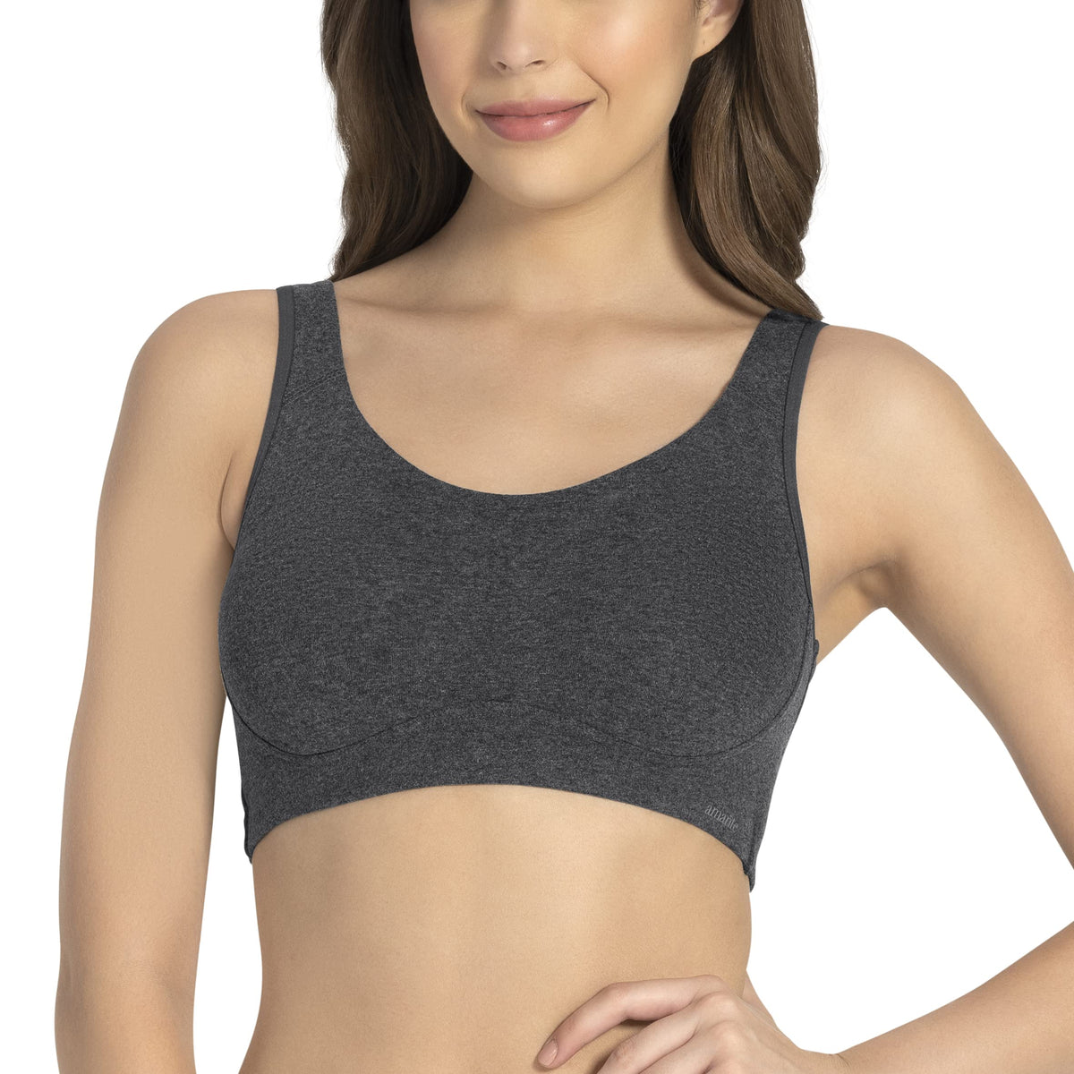 Amante Double Layered Cups Non-Wired Full Coverage Seamless Superior Cotton Fabric All Day Lounge Cami Bra - BRA78801 (Grey) (XL)