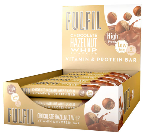 Fulfil Vitamin and Protein Bar (15 x 40 g Bars) - Chocolate Hazelnut Whip Flavour - 15 g High Protein, 9 Vitamins, Low Sugar