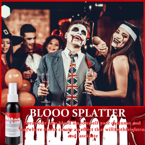 Fake Blood Makeup Spray,Blood Splatter for Clothes and Zombie Monster Vampire Clown Costume Cosplay Makeup,Halloween SFX Fake Blood Special Effects Makeup 2.1Oz(60ml)