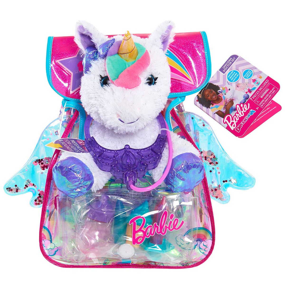 Barbie Dreamtopia Kiss and Care Unicorn Pet Doctor, Kids Toys for Ages 3 Up by Just Play