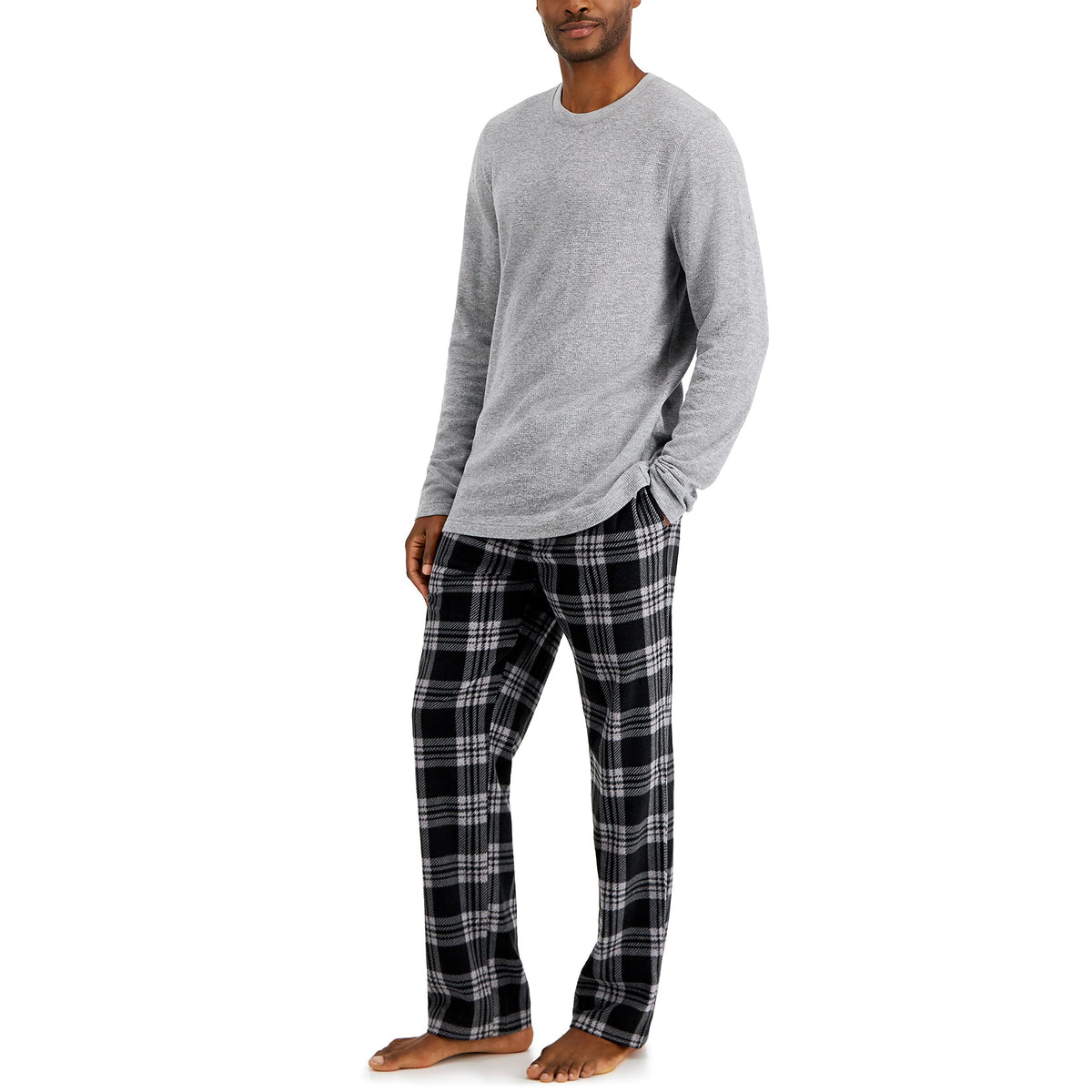 Hanes Men's Tagless Two-Piece Micro-Fleece Pajama Set, Black Camo, XXXXXL
