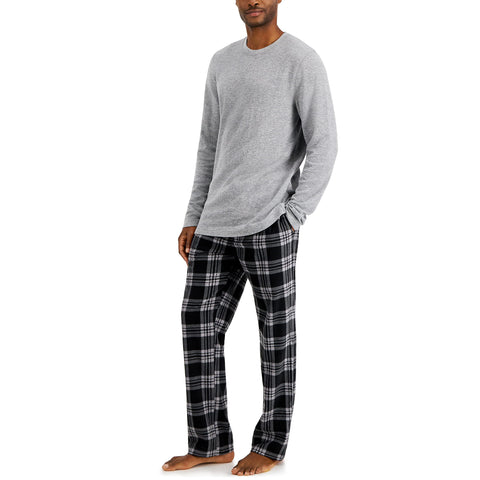 Hanes Men's Tagless Two-Piece Micro-Fleece Pajama Set, Black Camo, XXXXXL