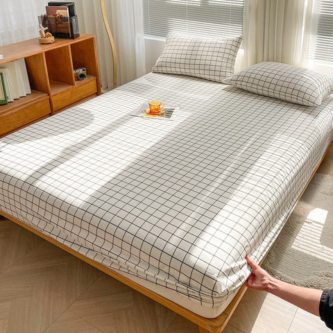 LSZHBSL Double fitted sheet 150x200+25cm Comfortable and Soft Breathable Bed Sheets Fitted Sheet Cotton Stretches Up To 25cm Deep
