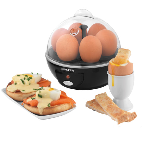 Salter Electric Multi Egg Cooker - 6 Egg Capacity Boiler, Great For Soft Dippy, Hard & Poached Eggs, Includes Measuring Cup, Removable Egg Rack and 2 Poaching Trays, Easy Clean, Compact, 430W