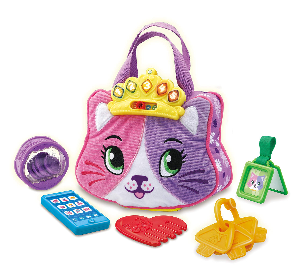 LeapFrog Purrfect Counting Handbag, Baby Interactive Toy for Pretend Play, Musical Toy with Colours and Phrases, Cute Cat Purse with Baby Accessories and Baby Teether, Suitable for 6 Months +