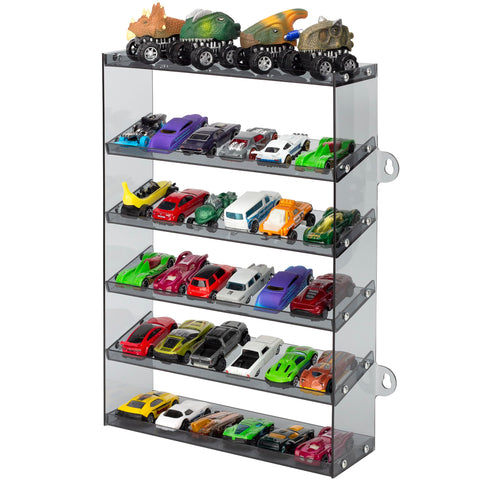 KISLANE Acrylic Display Case for Toy Cars & Matchbox Cars, 6 Tiers Matchbox Cars Display Case, Sturdy Assembly Storage Case Display of 48 Toy Cars Matchbox Cars (6- Tiers Gray)