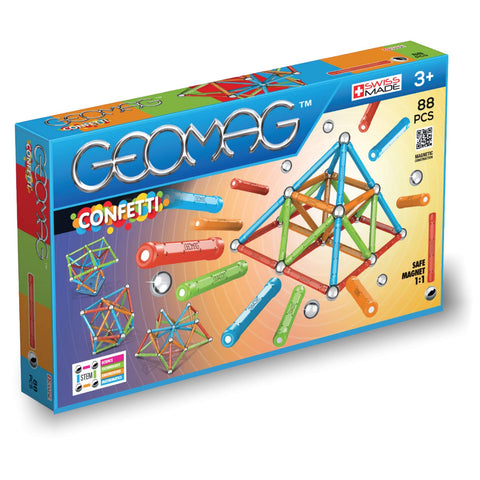 GEOMAG Magnetic Sticks and Balls Building Set | 88 Piece | Magnet Toys for STEM | Creative, Educational Construction Play | Swiss-made Innovation | Confetti | Age 3+