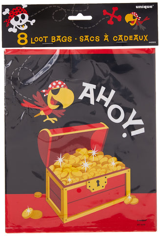 Unique Pirate Fun Party Loot Bags, 9" x 7.5", Multicolor
