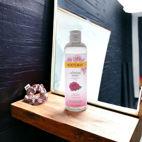 Toner, 12 Oz - Calming Witch Hazel Toner with Rose, with Moofin Hair Tie, Nourishes & Balances pH, Alcohol-Free, Removes Excess Oil, for Healthy-Looking Skin, Toner for Face, Pack of 1