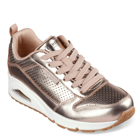 Skechers Women's UNO-METALLIXS Sneaker, Rose Gold, 8.5