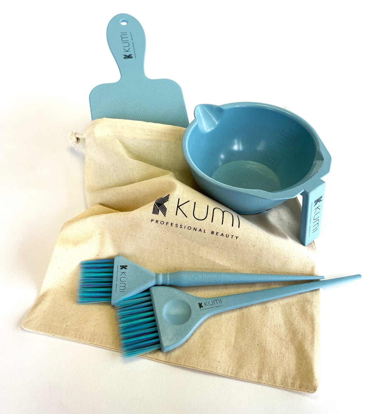 Kumi Professional Wheat Eco-Friendly Blue 4 Piece Tint/hair dye Set - This hair dye bowl and brush kit is ideal for professional or home use. Ideal home hair dye kit.