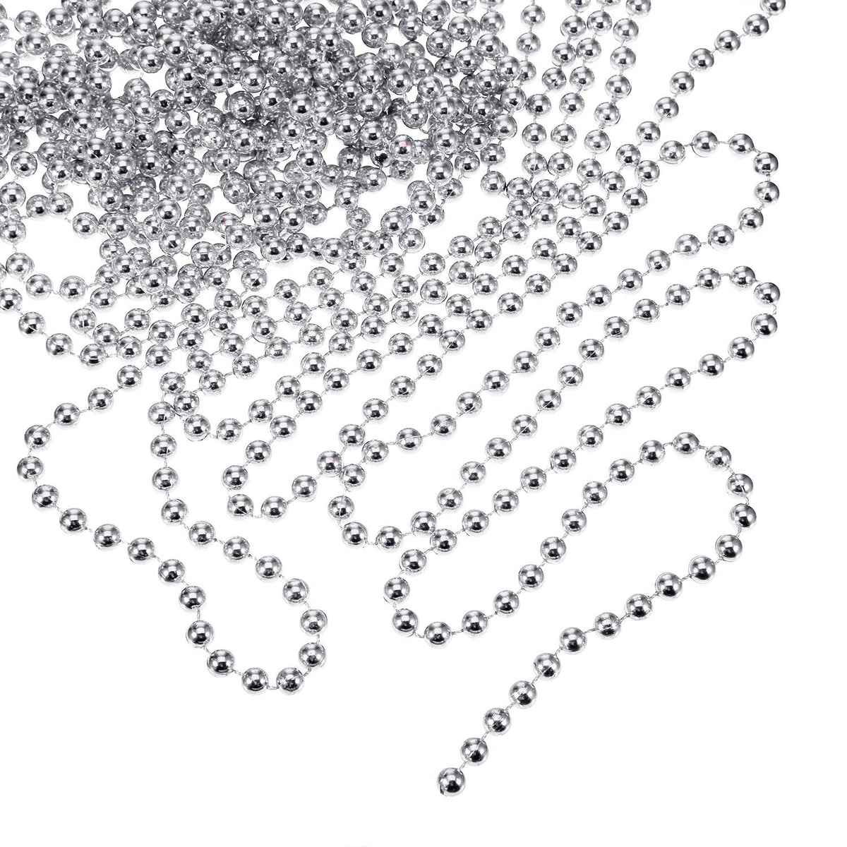 Pangda 26.2 Feet Shiny Beads Christmas Beaded Garland Christmas Tree Beads for Decoration (Silver)
