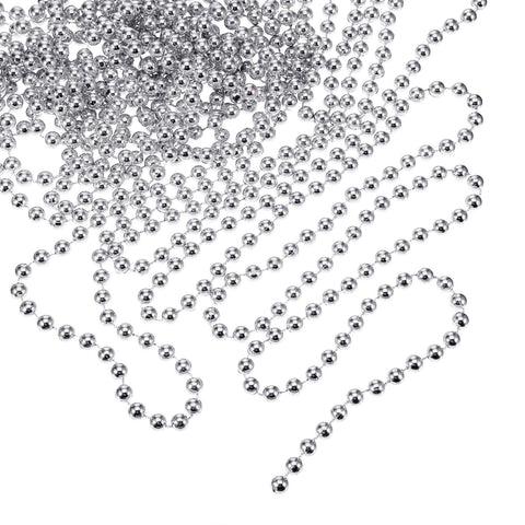 Pangda 26.2 Feet Shiny Beads Christmas Beaded Garland Christmas Tree Beads for Decoration (Silver)