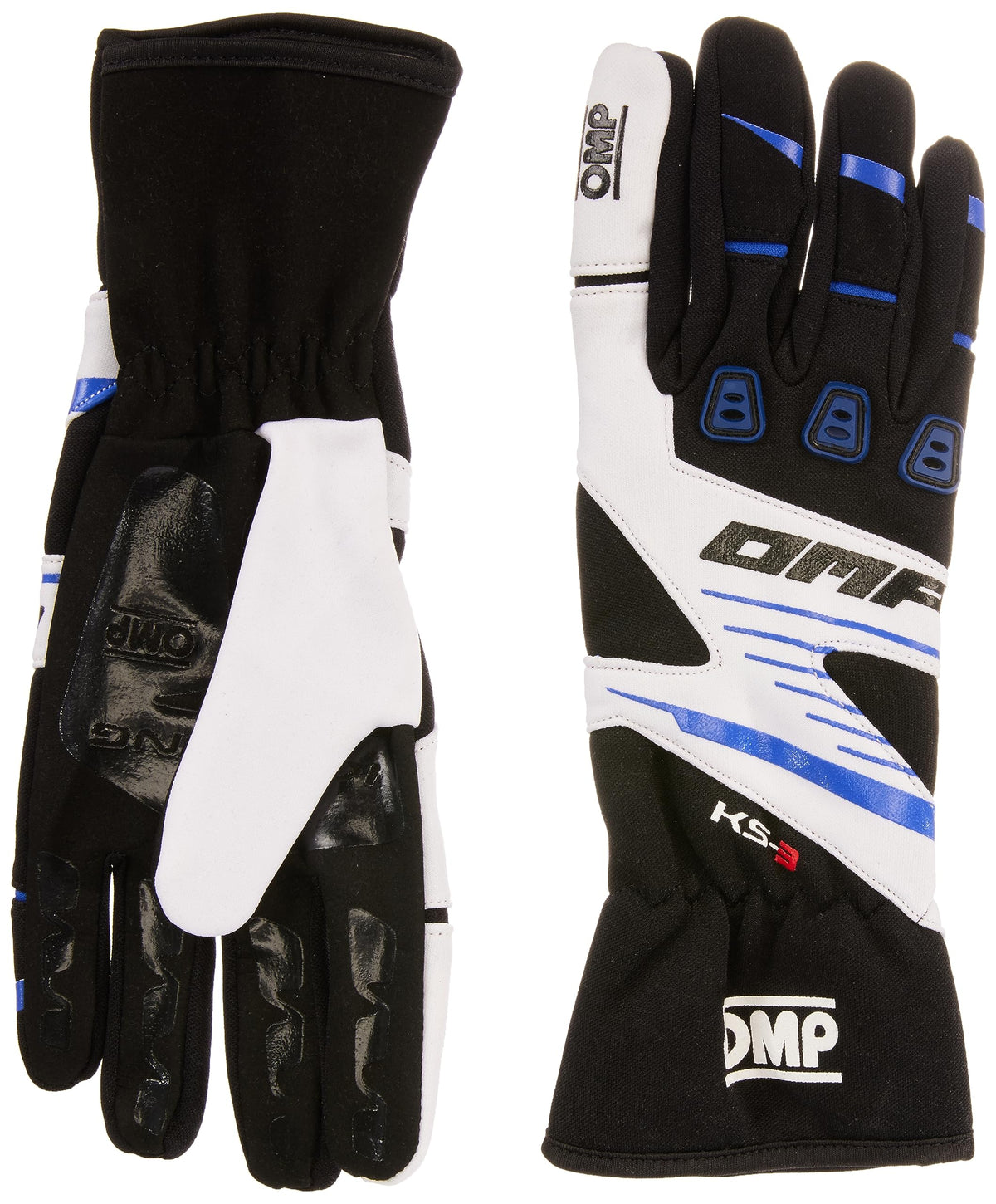 OMP - KS-3 Gloves Black/W/Blue - Size L (KB0-2743-B01-175-L)
