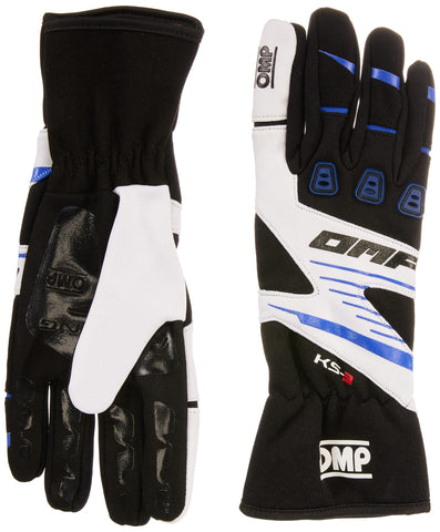 OMP - KS-3 Gloves Black/W/Blue - Size L (KB0-2743-B01-175-L)