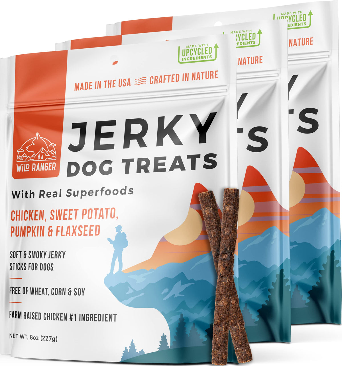 Wild Nature Chicken Jerky for Dogs Sticks | Made in The USA Only | Healthy, All-Natural Chicken Jerky Dog Treats | High Protein, Soft Dog Jerky Treats | Grain Free Superfoods | Perfect Training Treats