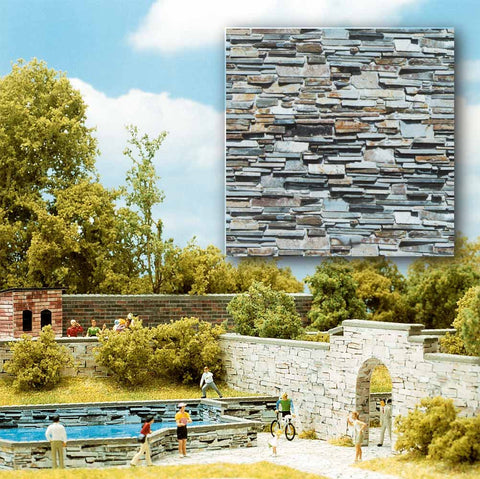 Busch 7421 Wall Card Layered Stone HO Scenery Scale Model Scenery