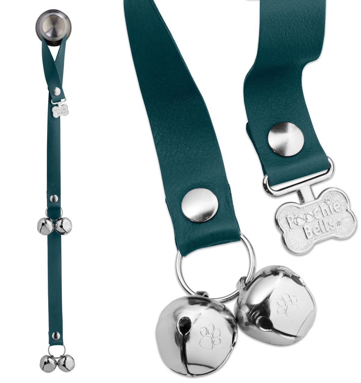 PoochieBells Lux Leather USA Handcrafted Dog Doorbell, Trusted by Pros & Pet Owners for 15+ Yrs, Quick & Easy Potty/Housetraining Puppy Training Bells, Beautifully Made, Easy to Hear, Train in Days