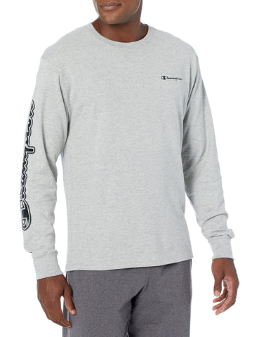 Champion Men's, Classic Graphic, Soft and Comfortable T-Shirts, Script Logo (Reg. Or Big & Tall), Gray, M