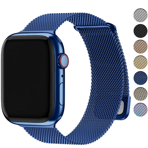 Fullmosa Compatible with Apple Watch Straps 42mm 41mm 40mm 38mm, Magnetic Milanese Loop Replacement for Women Men for Series 10 9 8 SE2 7 6 SE 5 4 3 2 1 Ultra 2 1, Blue