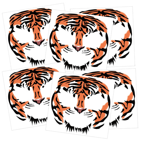 Tiger Face Tattoos - 6 Sheets Tribal Tiger Temporary Tattoo Kits for Halloween Costume, Men, Women, Kids - Body Decal Set for Parties
