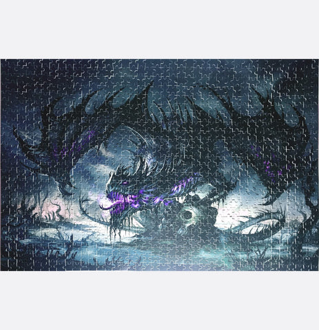 Classic Wooden Puzzle 1000 Pieces Huge Black Dragon On The Skull Picture Photo Home Decor