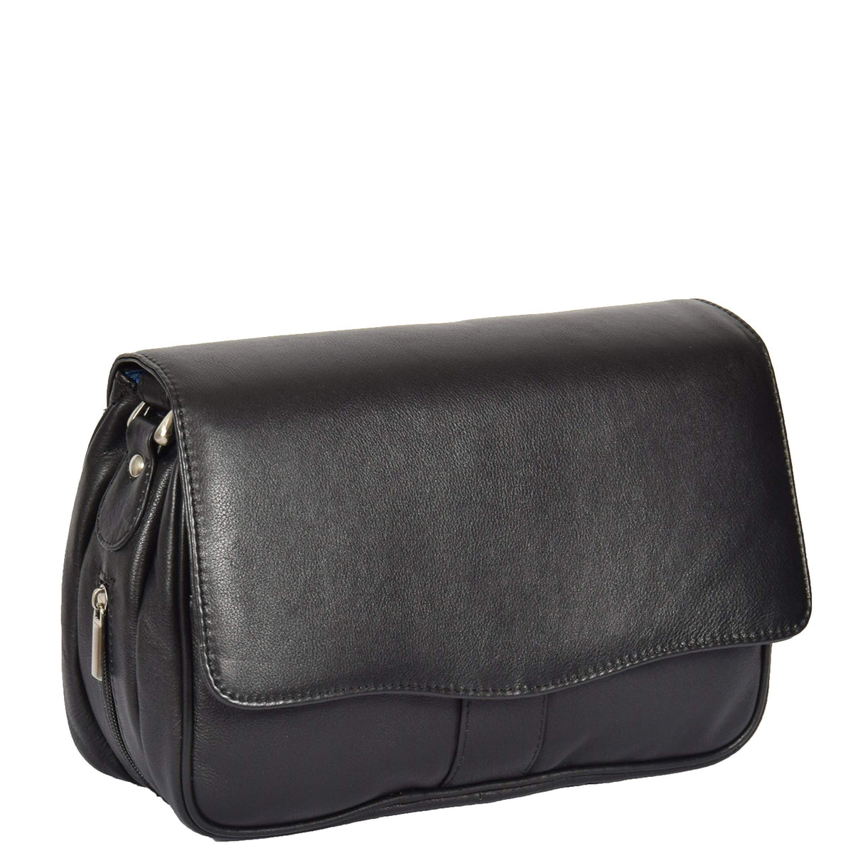 Womens Organiser Shoulder Italian Handbag Ladies Classic Leather Cross Body Bag MIA Black Navy Brown Red Cognac (Black)