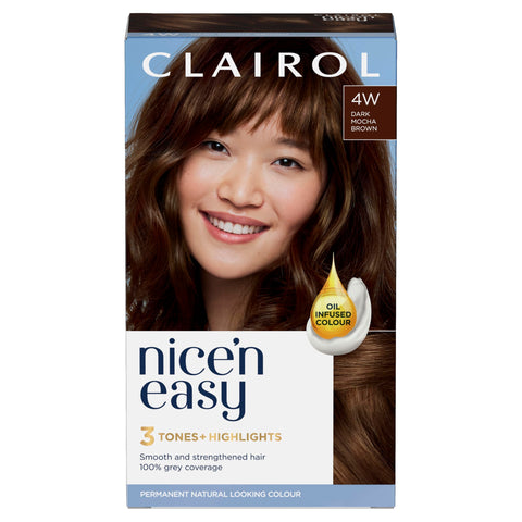 Clairol Nice'n Easy CrÃ¨me, Natural Looking Oil Infused Permanent Hair Dye, 4W Dark Mocha Brown